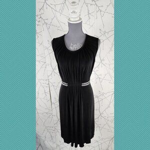 Philosophy Di Alberta Ferretti Black Stretch Knit Pleated Front Midi Dress